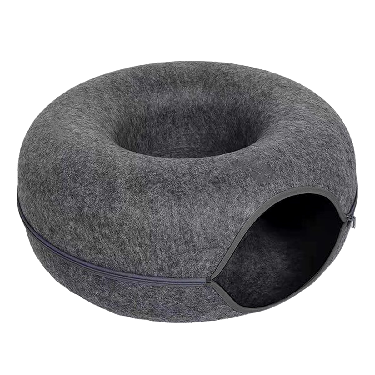 2-in-1 Felt Donut Cat Bed & Interactive Tunnel – Cozy Hideaway with Breather Hole