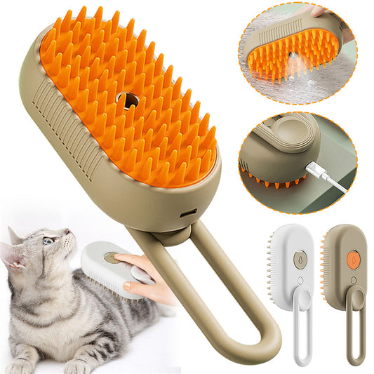 3-in-1 Electric Pet Grooming Brush for Cats & Dogs – Steam, Massage & Hair Removal Comb