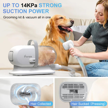 PetVac 14Kpa Grooming Kit & Vacuum – 3 Suction Modes, 5 Grooming Tools, Low Noise Pet Hair Vacuum for Dogs & Cats